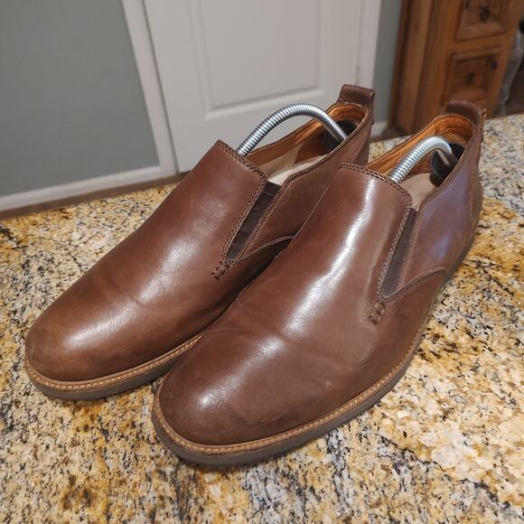 Tommy Bahama Shoes Mens Size 11.5 Brown Leather Slip On Eaton Loafers Comfort - Picture 1 of 14